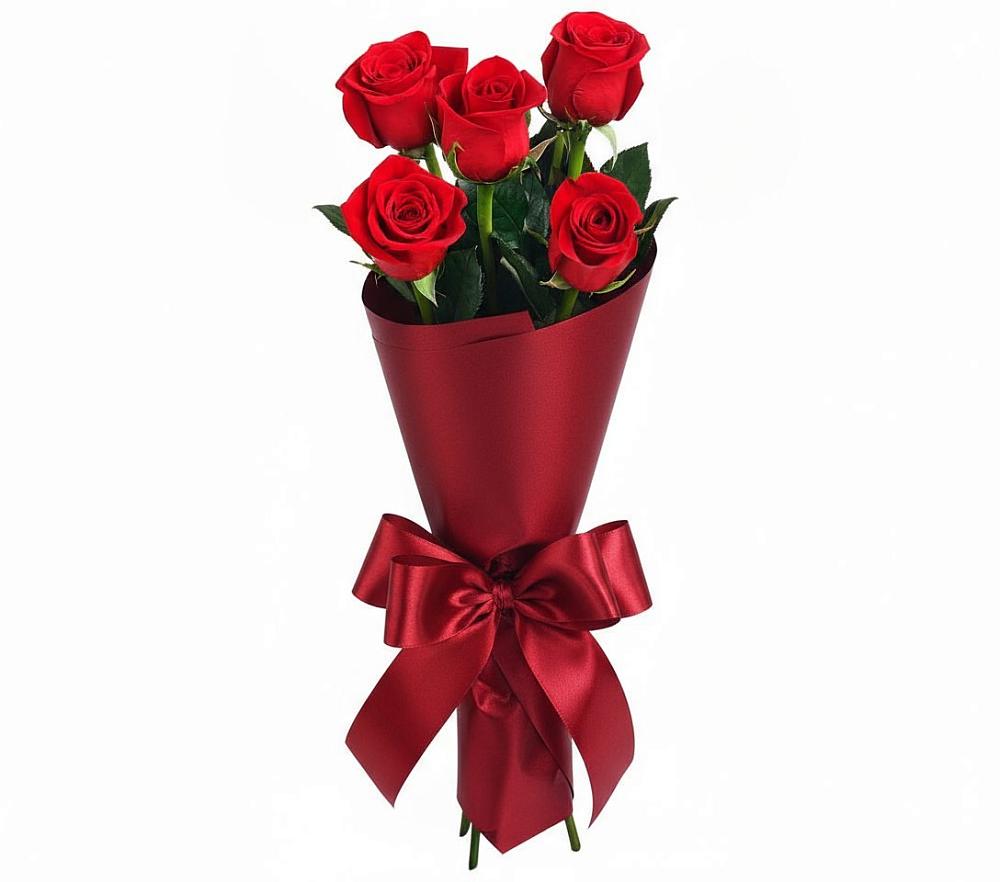 Букет 5 Красных роз Эдлесс Лав в Шахунье