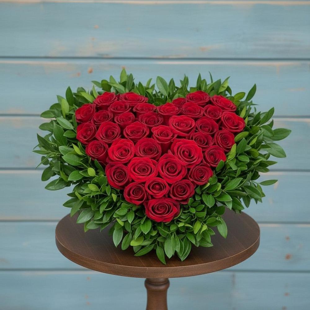 Цветочная композиция из Розы в виде сердца в Шахунье