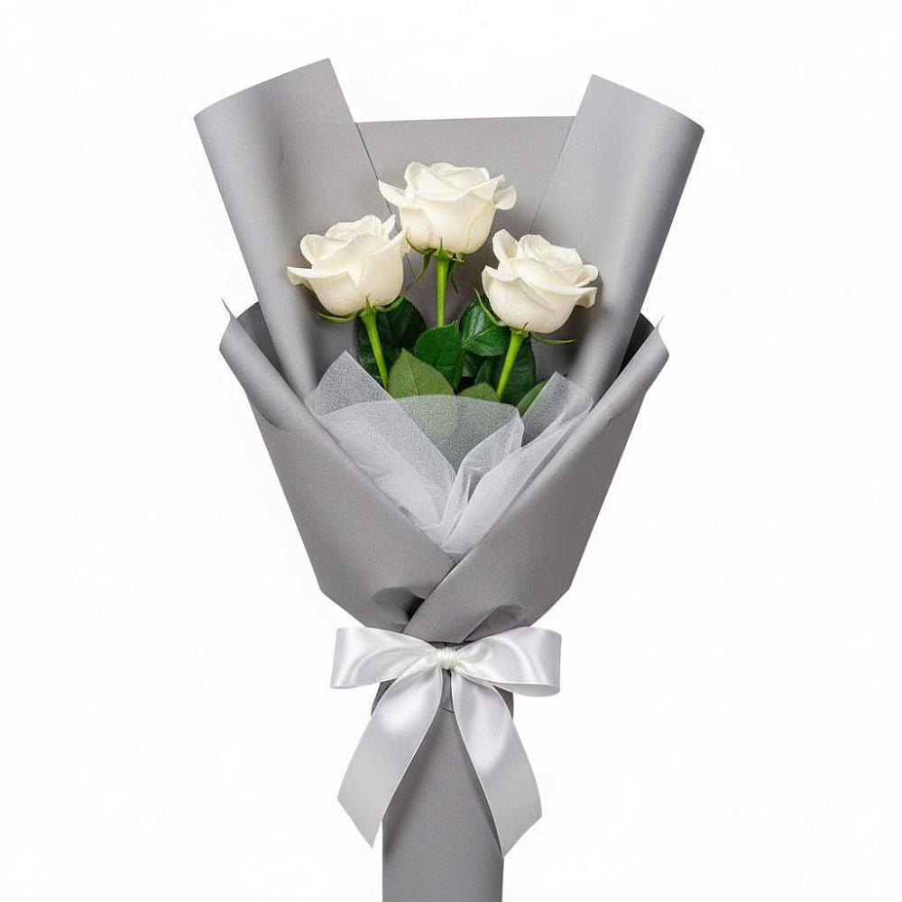 Букет 3 белые розы в Шахунье