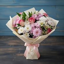 Букет цветов из:  Хризантемы, Альстромерии и Розы в Шахунье