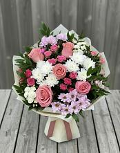 Букет цветов из:  Альстромерии, Гвоздики, Розы и Хризантемы #REPLACE_PRED# Шахунье