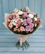 Букет цветов из:  Хризантемы, Розы и Альстромерии в Шахунье