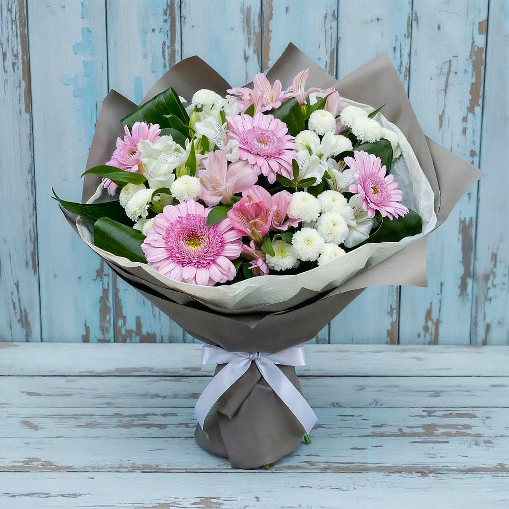 Букет цветов из: Герберы, Альстромерии и Хризантемы в Шахунье