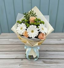 Букет цветов из:  Герберы, Розы и Хризантемы в Шахунье
