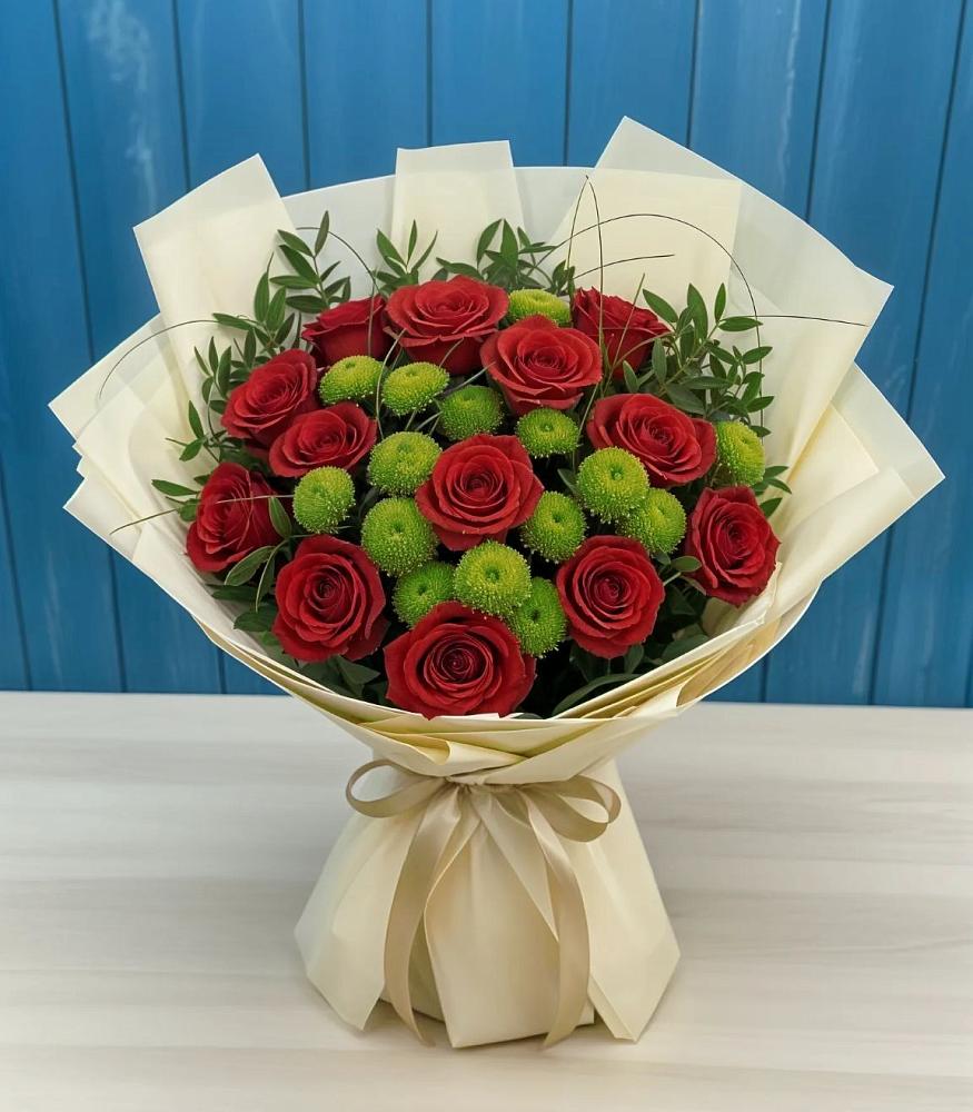 Букет цветов из: Розы и Хризантемы в Шахунье