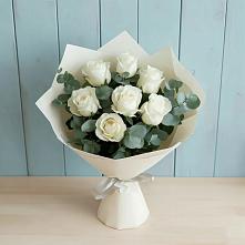 Букет Белые розы в Эвкалипте #REPLACE_PRED# Шахунье